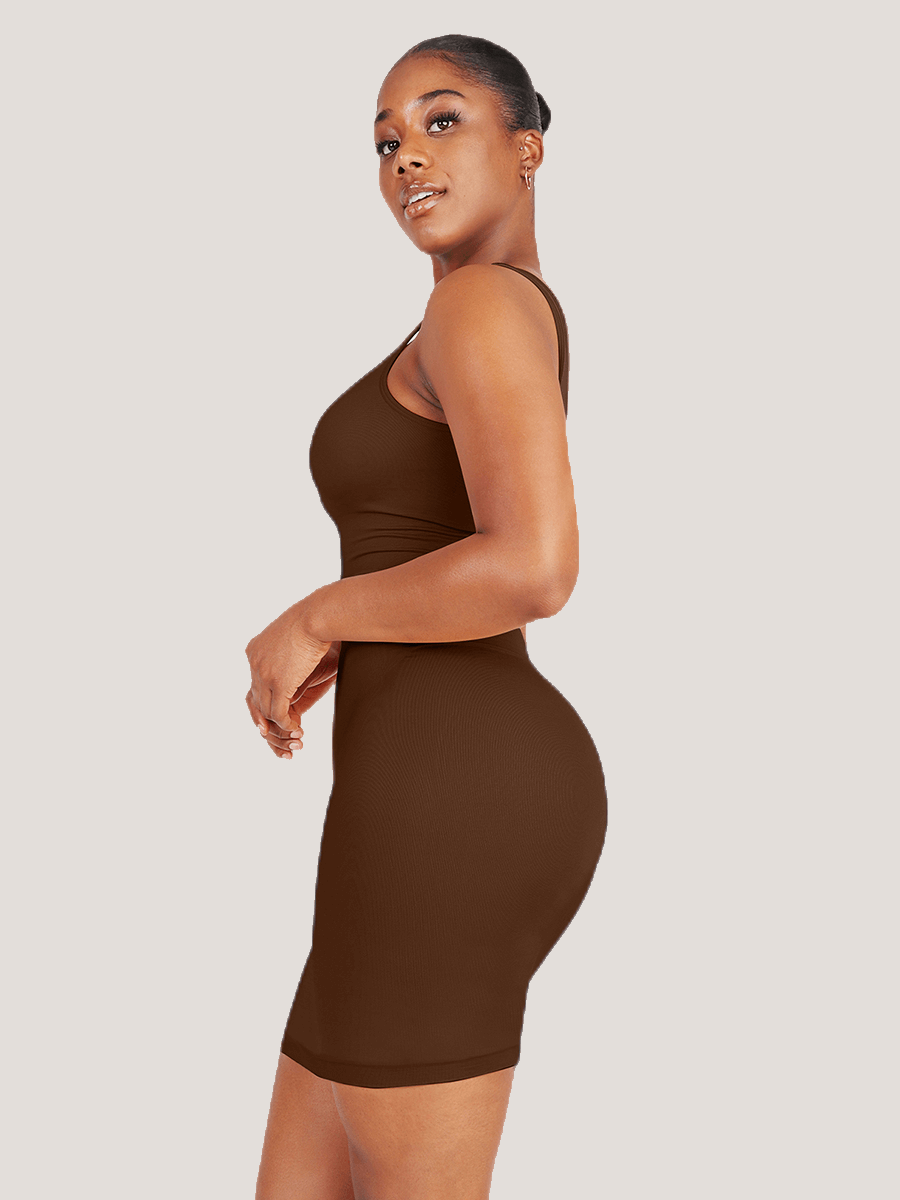 Square-Neck Shaping Mini Dress