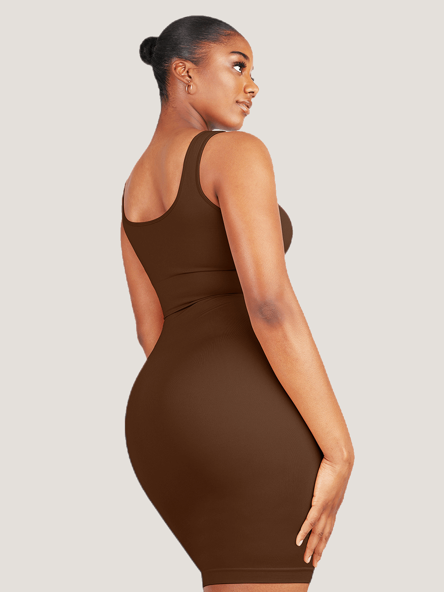 Square-Neck Shaping Mini Dress