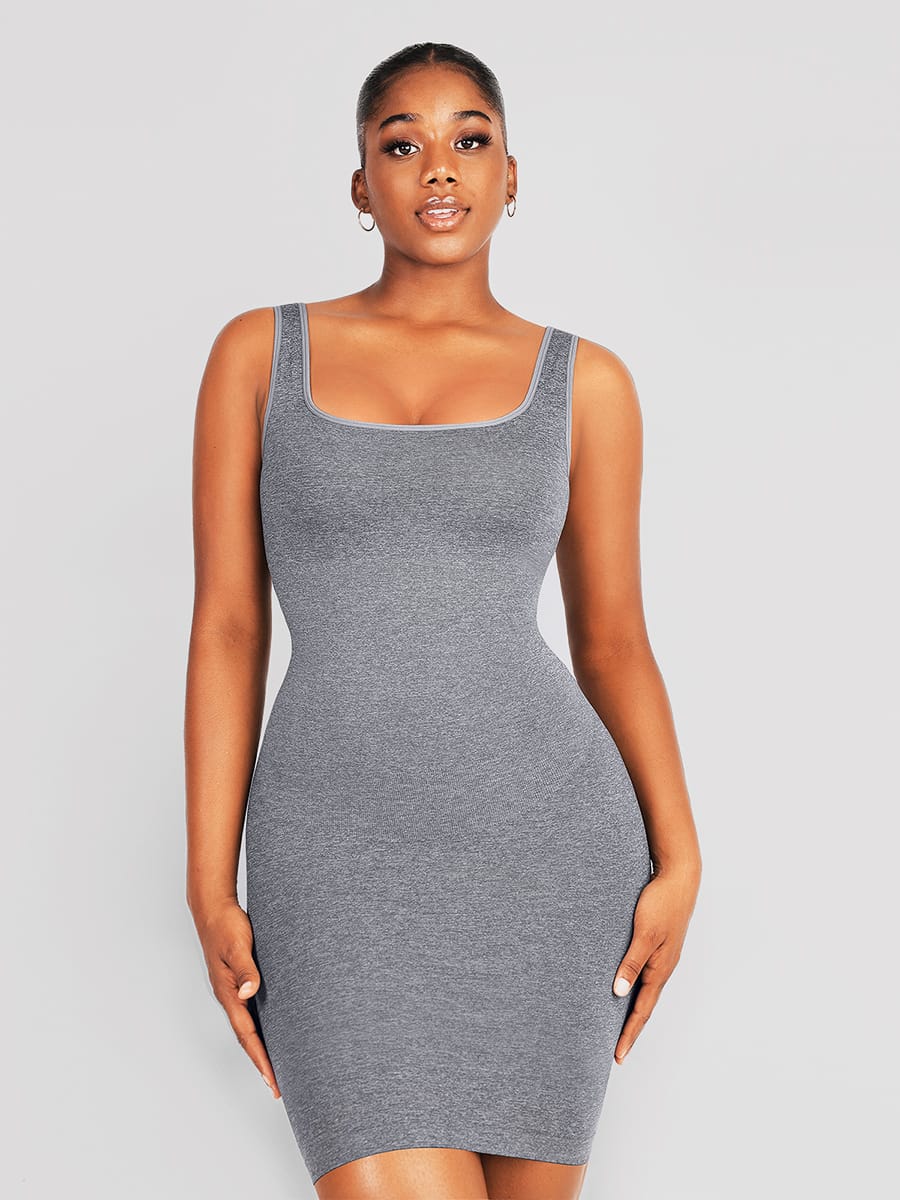 Square-Neck Shaping Mini Dress