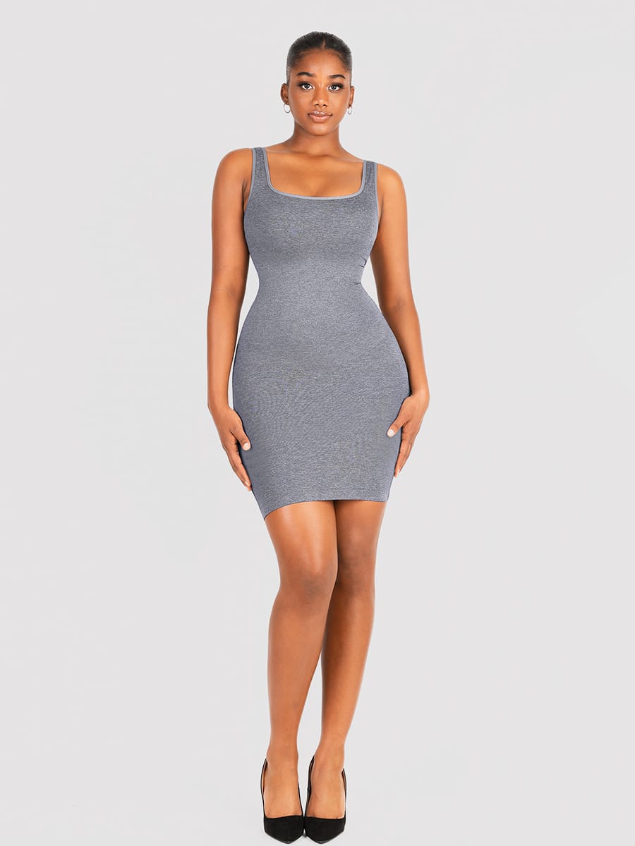 Square-Neck Shaping Mini Dress