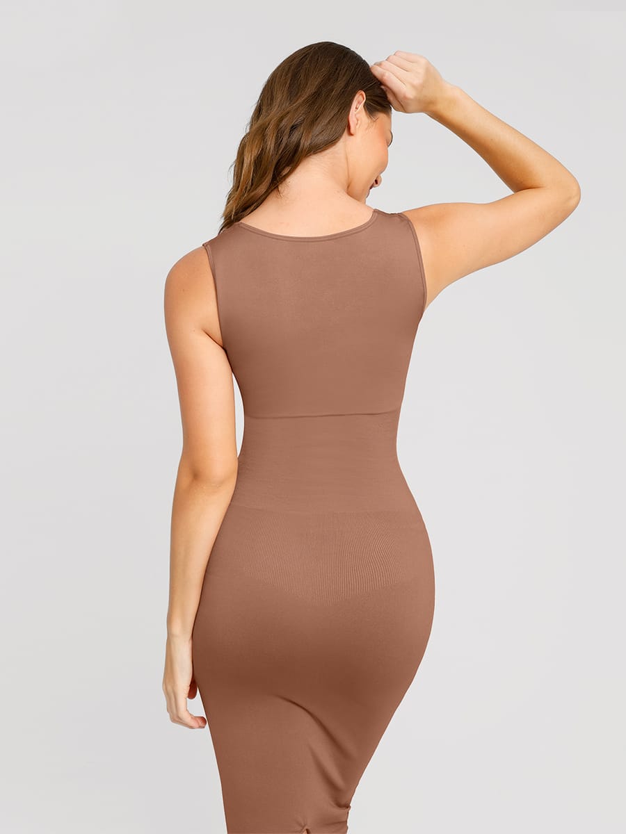 Square-Neck Waist Control Dress