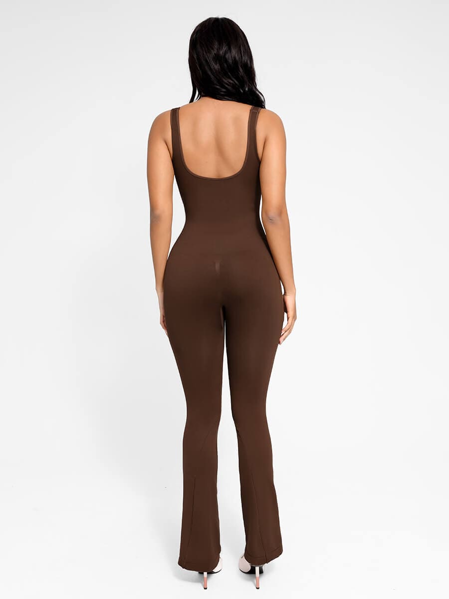 Square Neck U-Back Flared Jumpsuit
