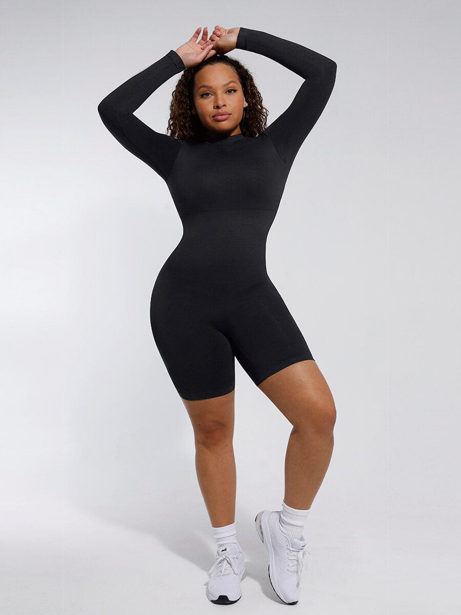 Mock Neck Shaping Romper