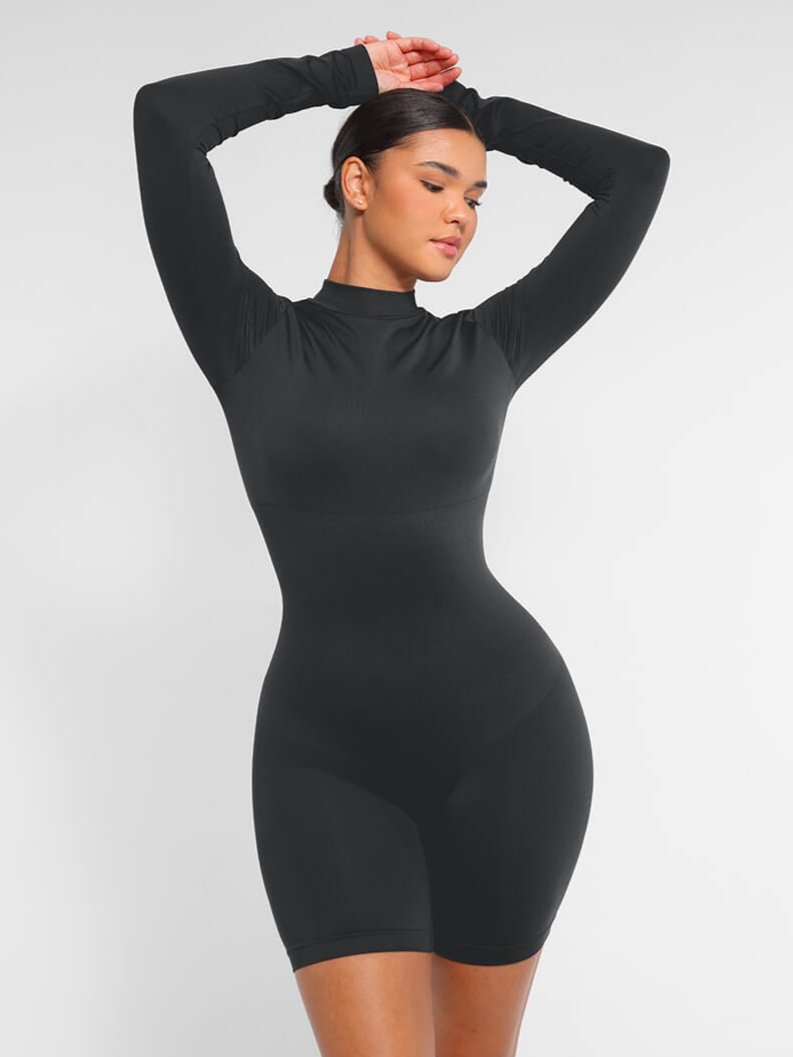 Mock Neck Shaping Romper