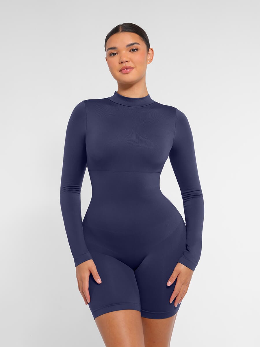 Mock Neck Shaping Romper