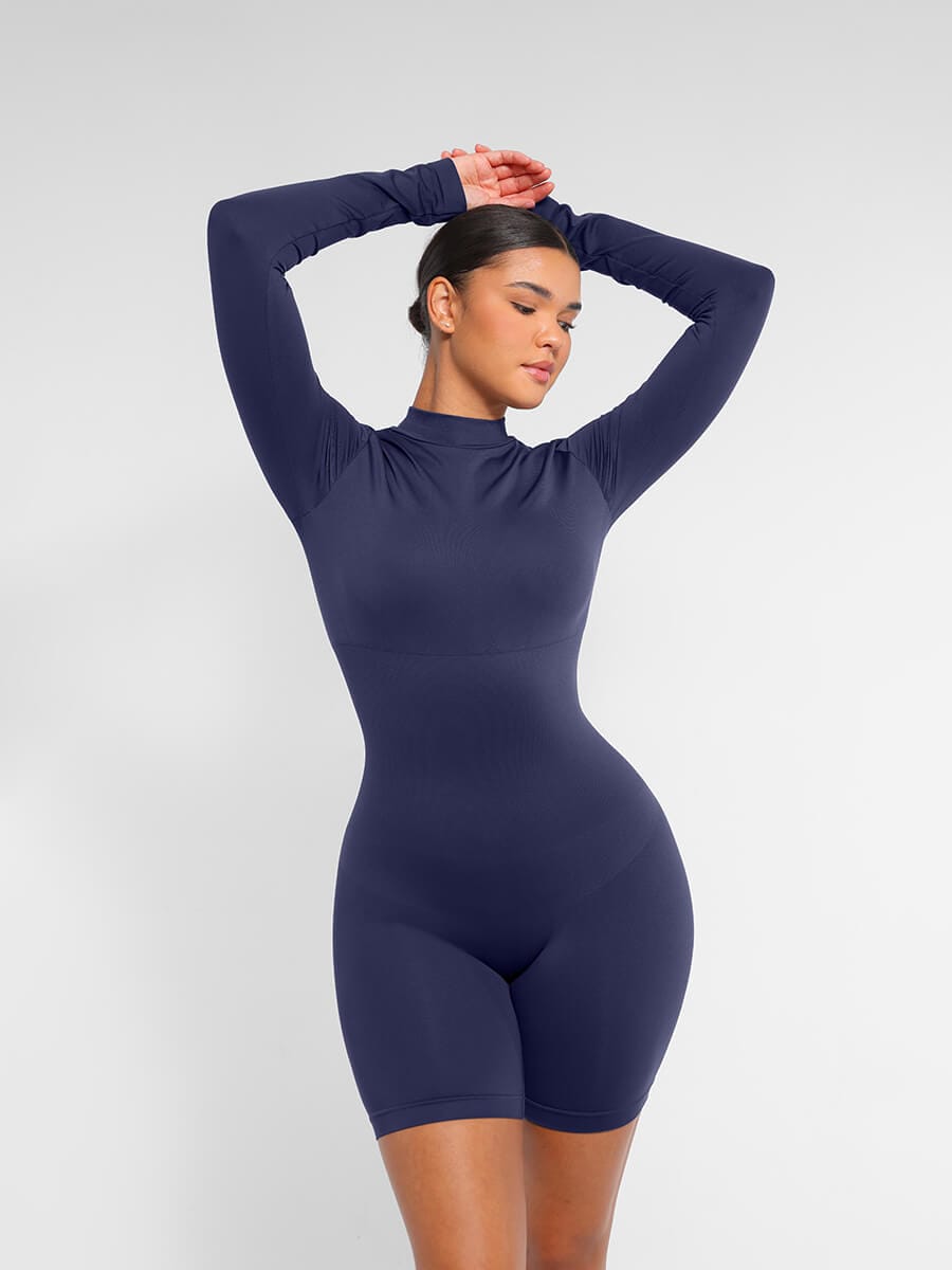 Mock Neck Shaping Romper