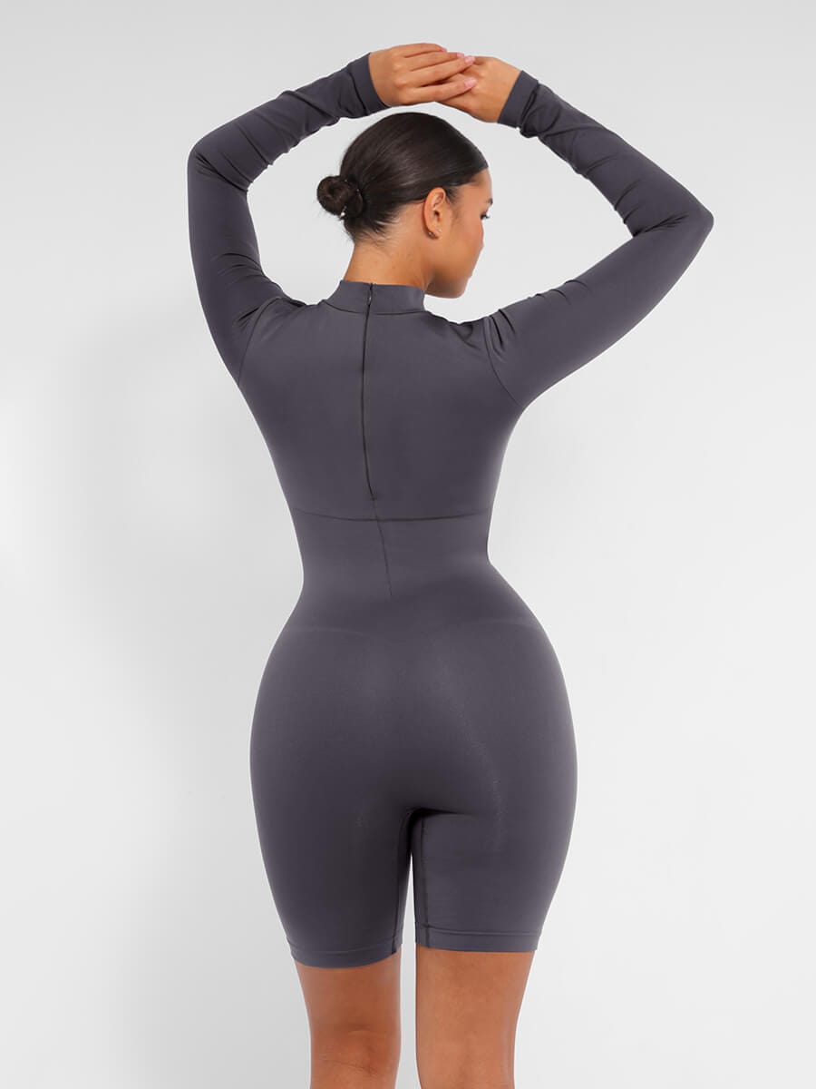 Mock Neck Shaping Romper