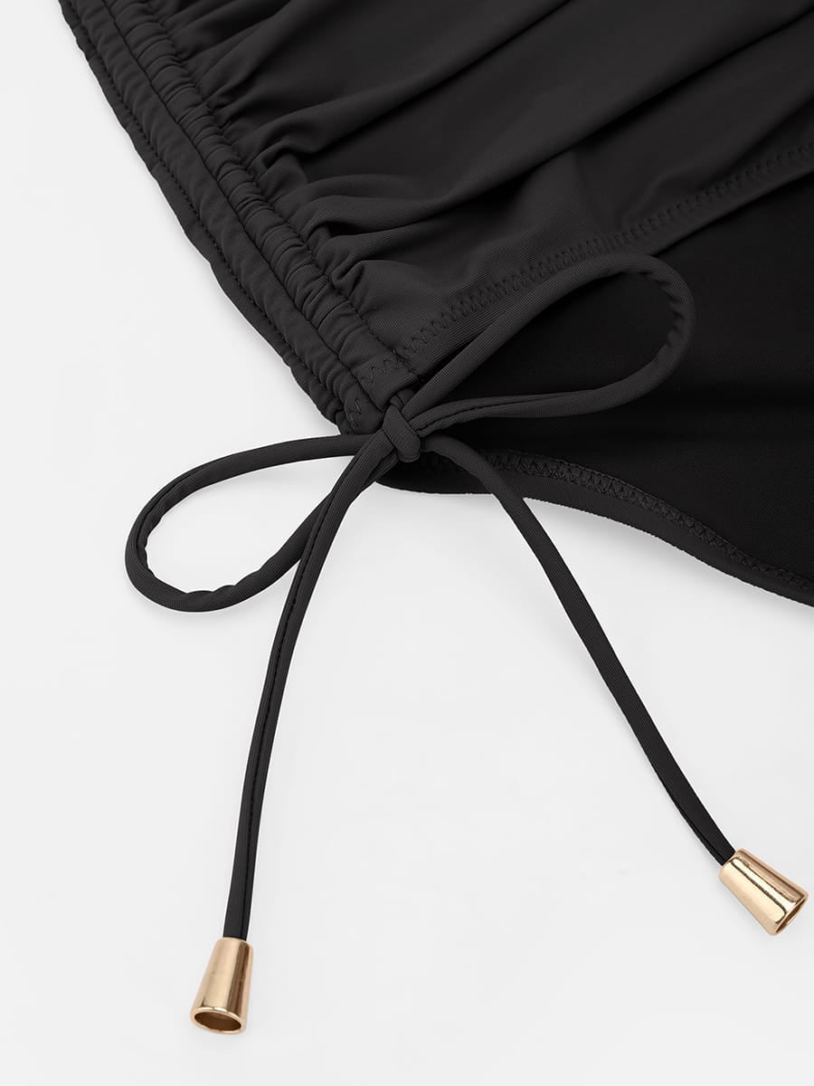Deep V Drawstring Tummy Swimsuit