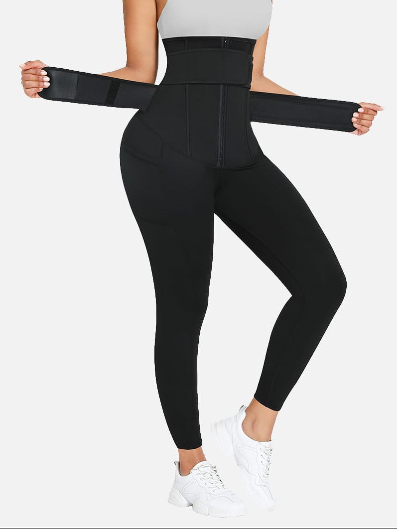 PU Coated Waist Sculpting Leggings