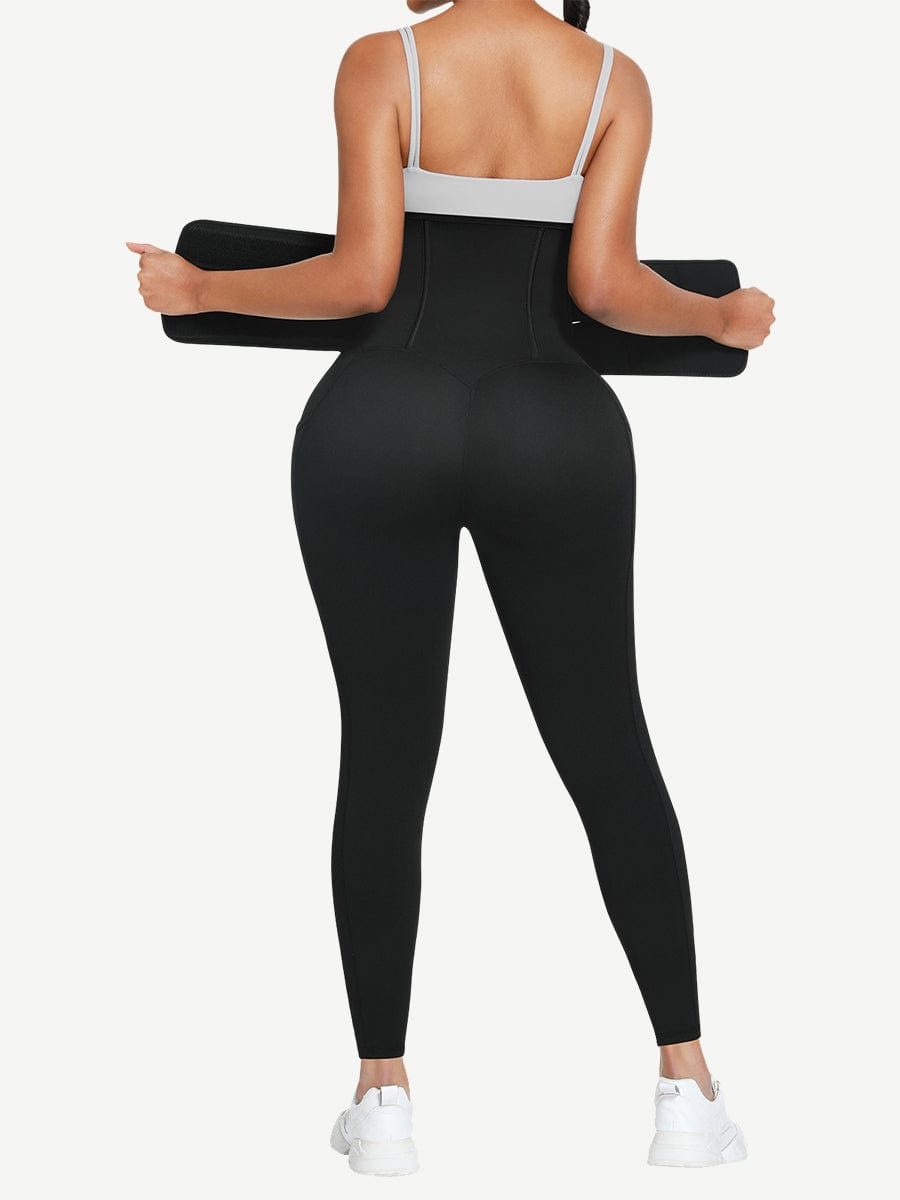 PU Coated Waist Sculpting Leggings