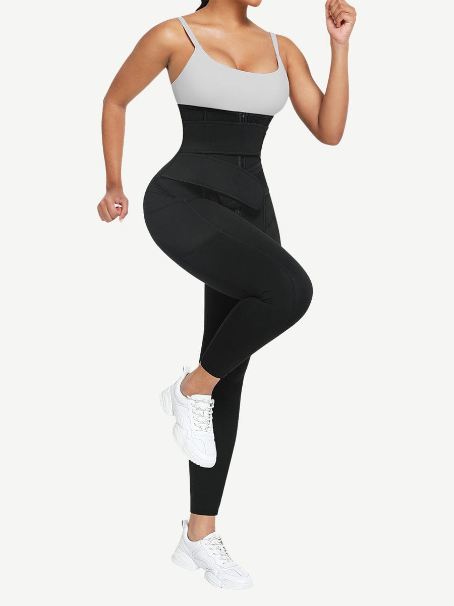 PU Coated Waist Sculpting Leggings