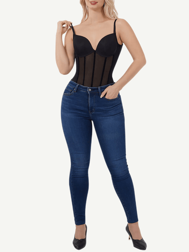 Backless 5-Bone Corset Bodysuit