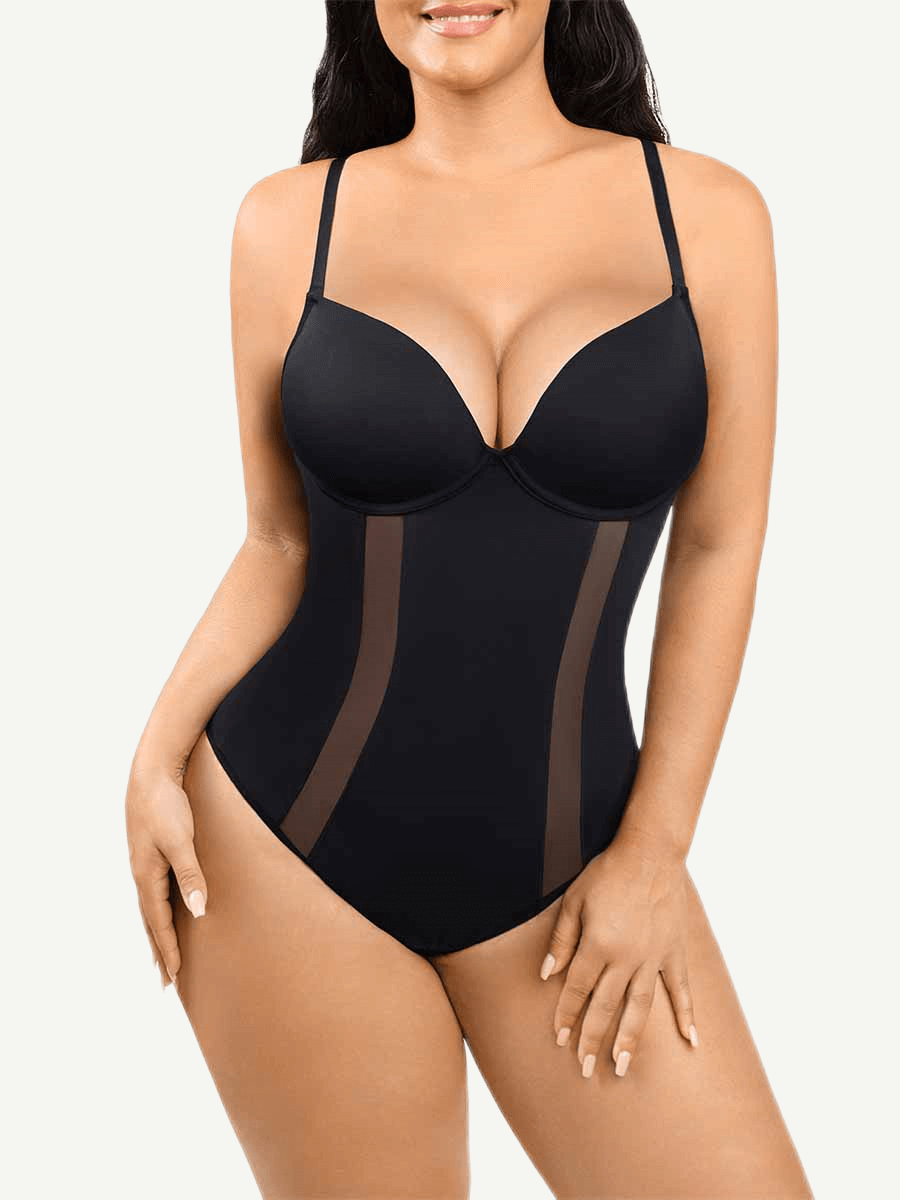 U-Back Mesh Panel Bodysuit