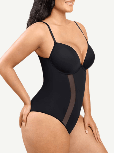 U-Back Mesh Panel Bodysuit