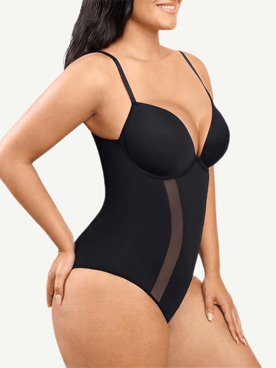 U-Back Mesh Panel Bodysuit