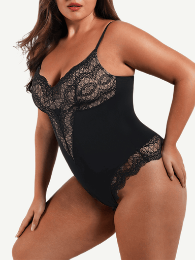 Lace Panel Low-Back Bodysuit