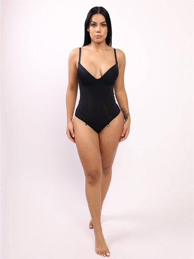 U-Back Mesh Panel Bodysuit