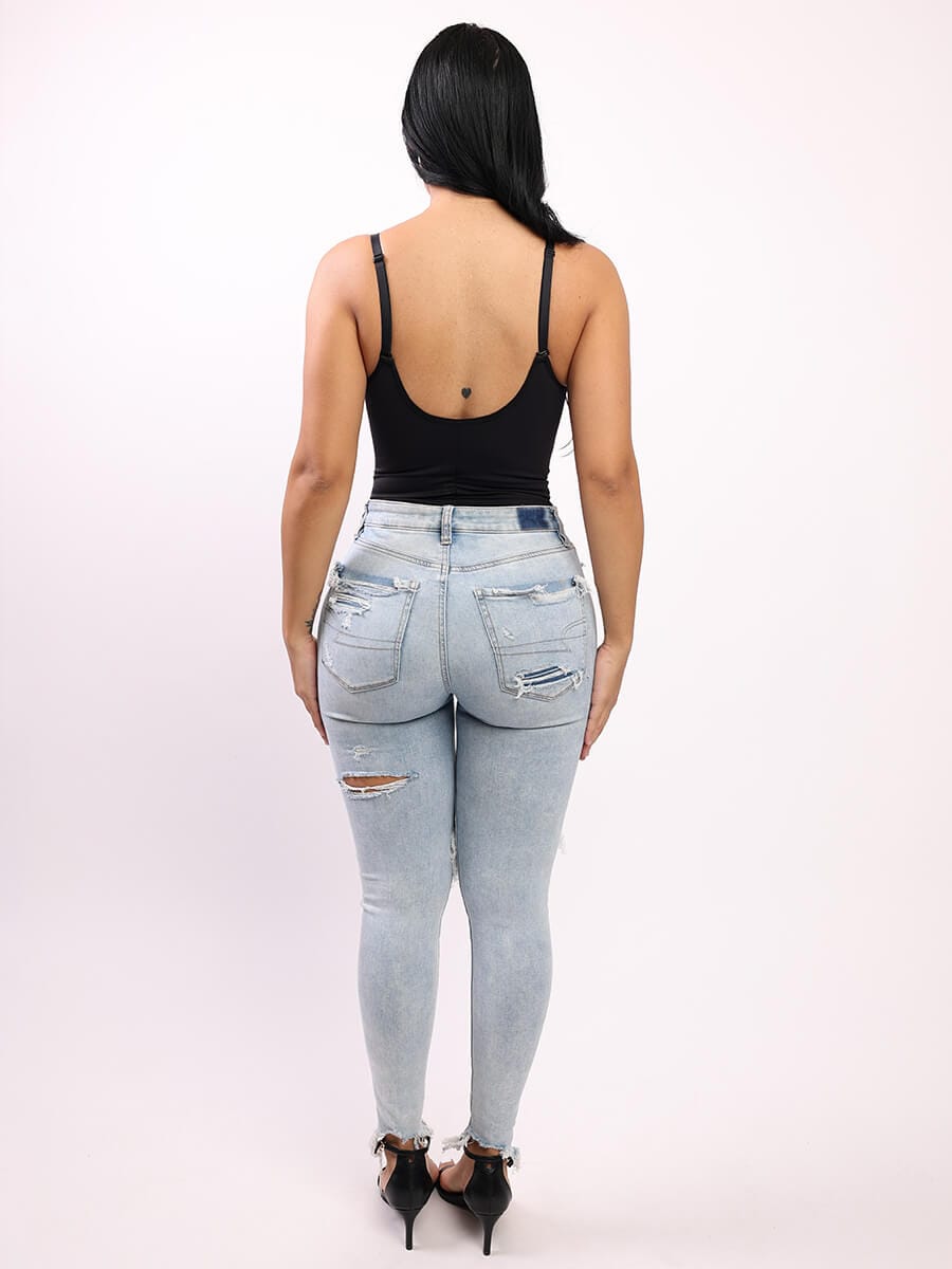 U-Back Mesh Panel Bodysuit