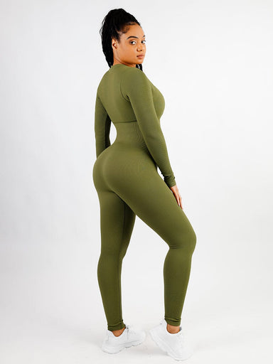 Deep V Button Detail Catsuit