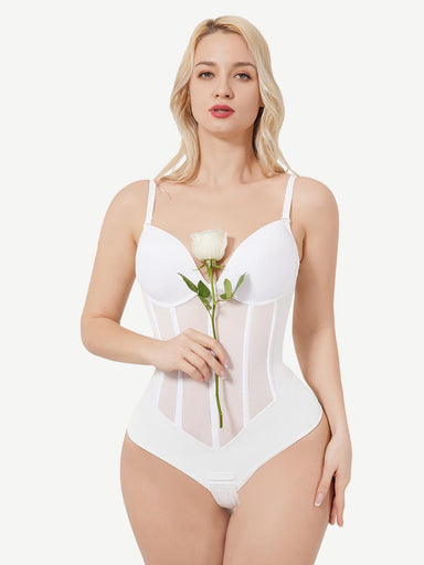 Backless 5-Bone Corset Bodysuit
