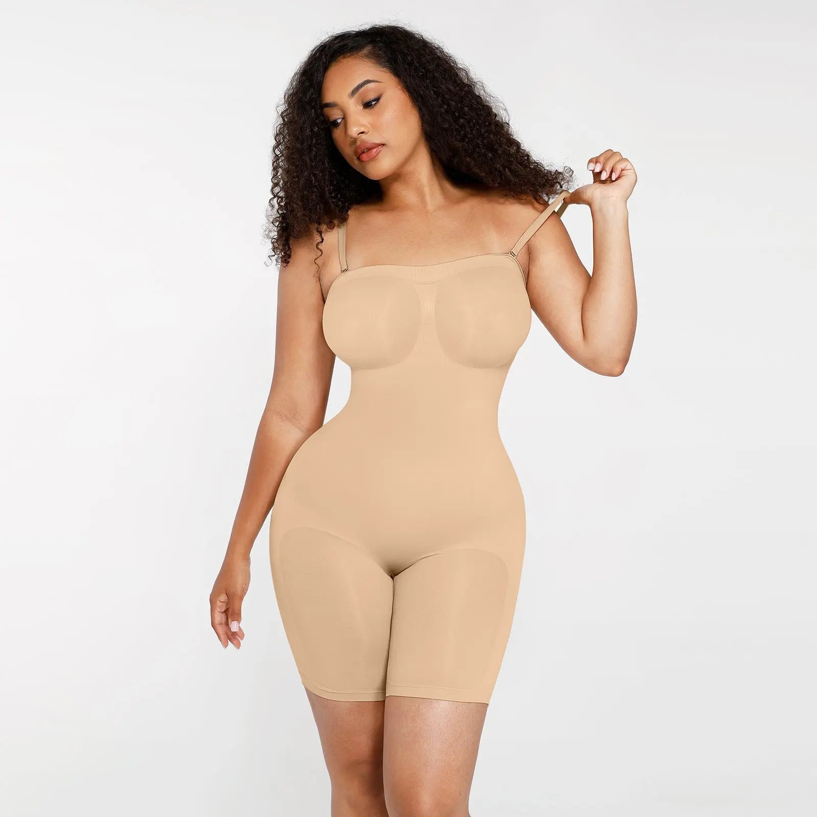 Mid Thigh Bodysuit with Adjustable Straps