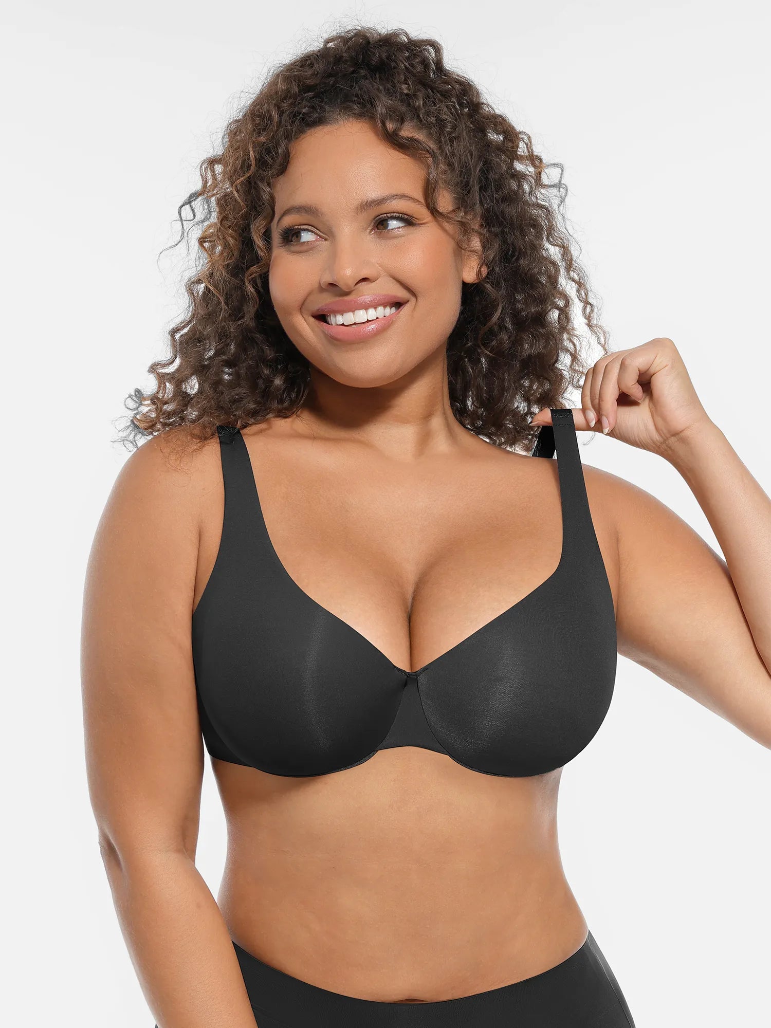 Adjustable-Strap Underwire Deep V-neck Bra