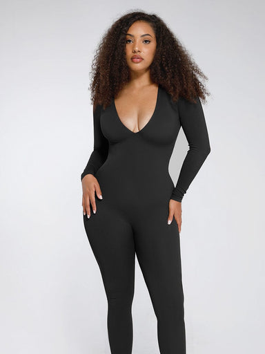 Deep V Long Sleeve Catsuit
