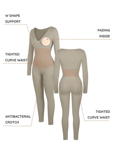Deep V Long Sleeve Catsuit