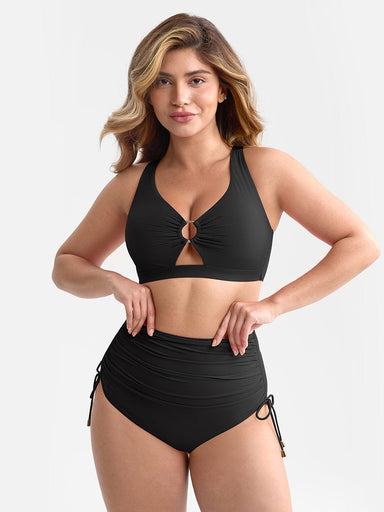 Deep V Drawstring Tummy Swimsuit