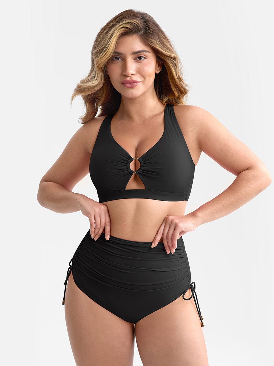 Deep V Drawstring Tummy Swimsuit
