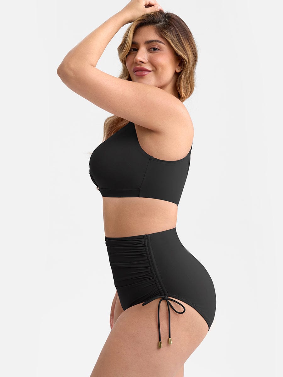 Deep V Drawstring Tummy Swimsuit