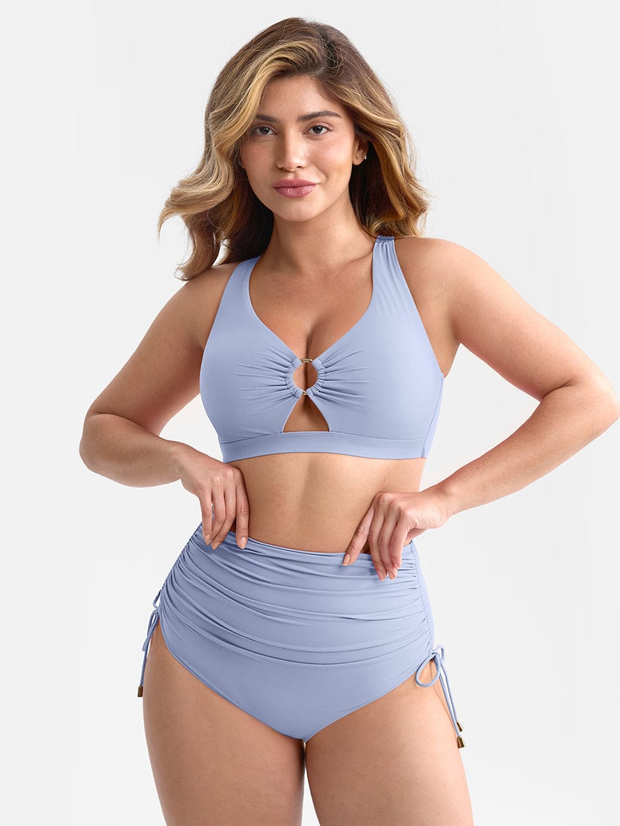 Deep V Drawstring Tummy Swimsuit