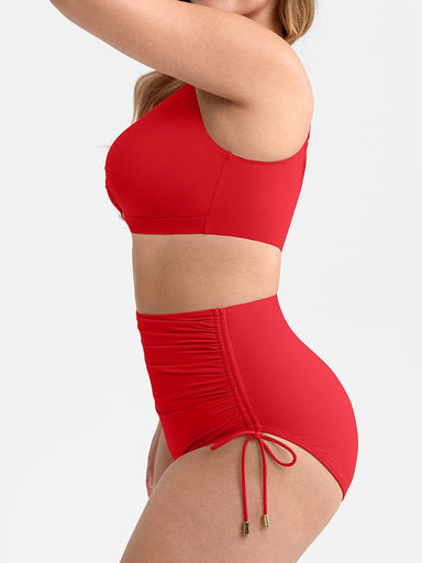 Deep V Drawstring Tummy Swimsuit