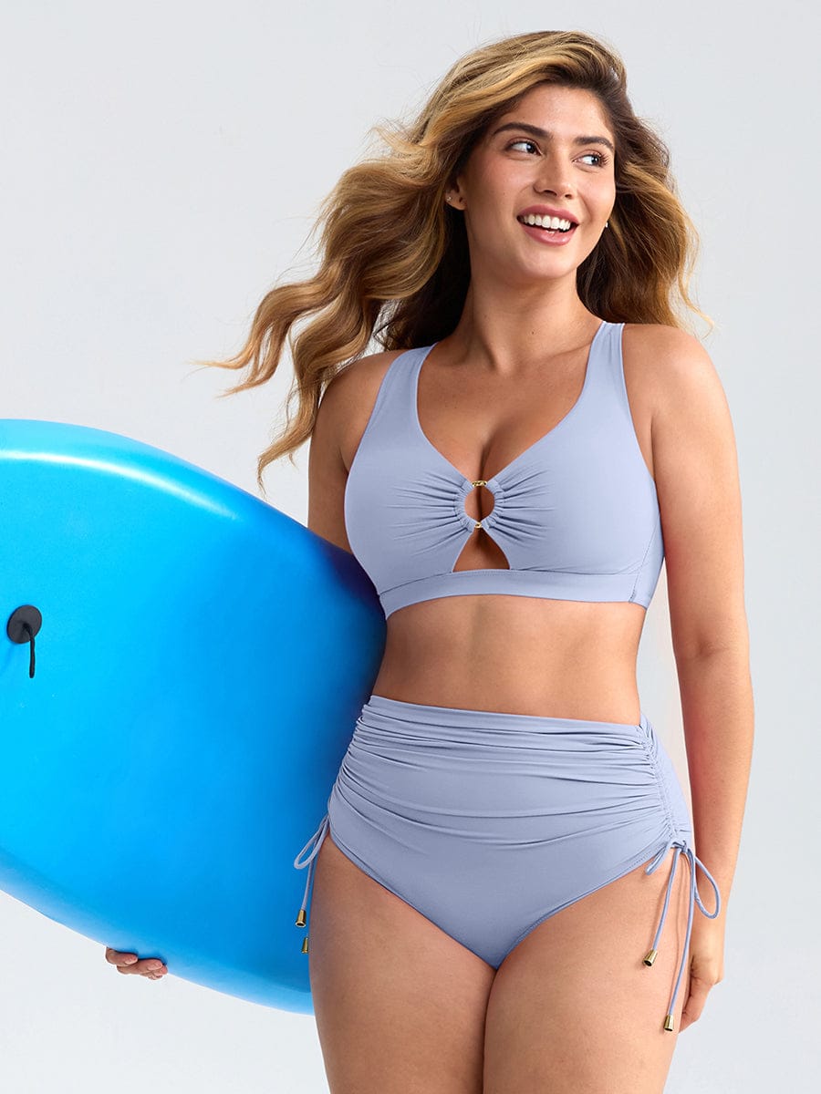 Deep V Drawstring Tummy Swimsuit
