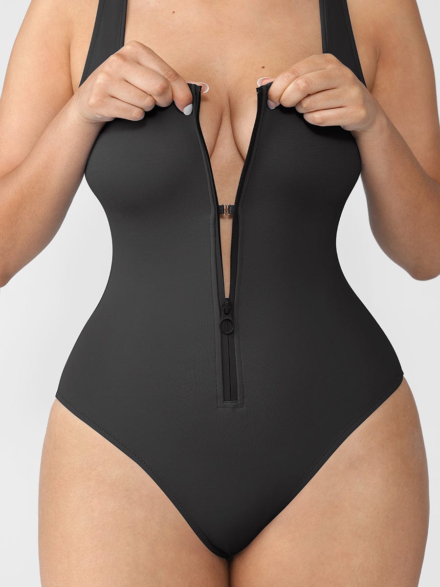 Zip-Front Shaping Swimsuit