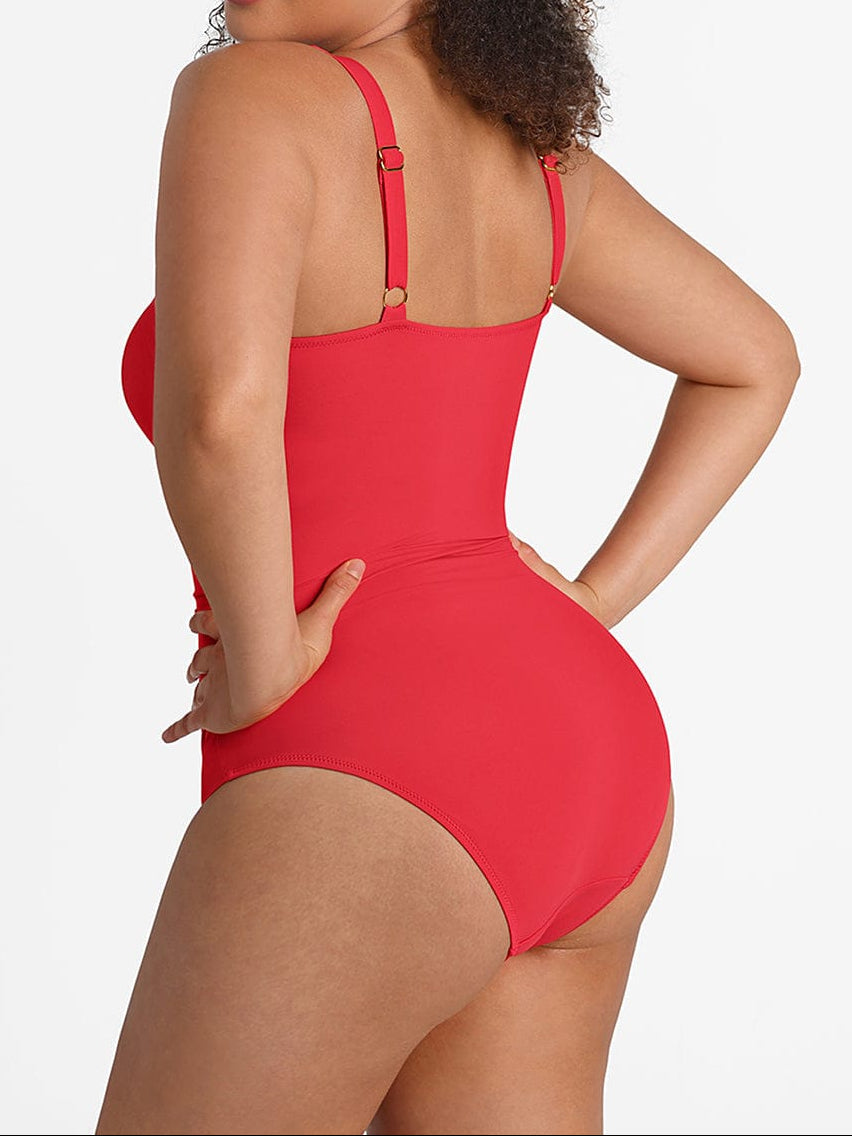Ruched Deep V Shaping Swimsuit