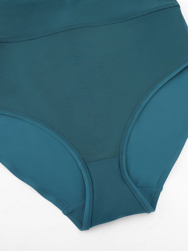 Deep V Ruched Skirted Swimsuit