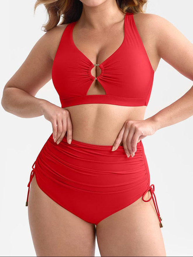 Deep V Drawstring Tummy Swimsuit