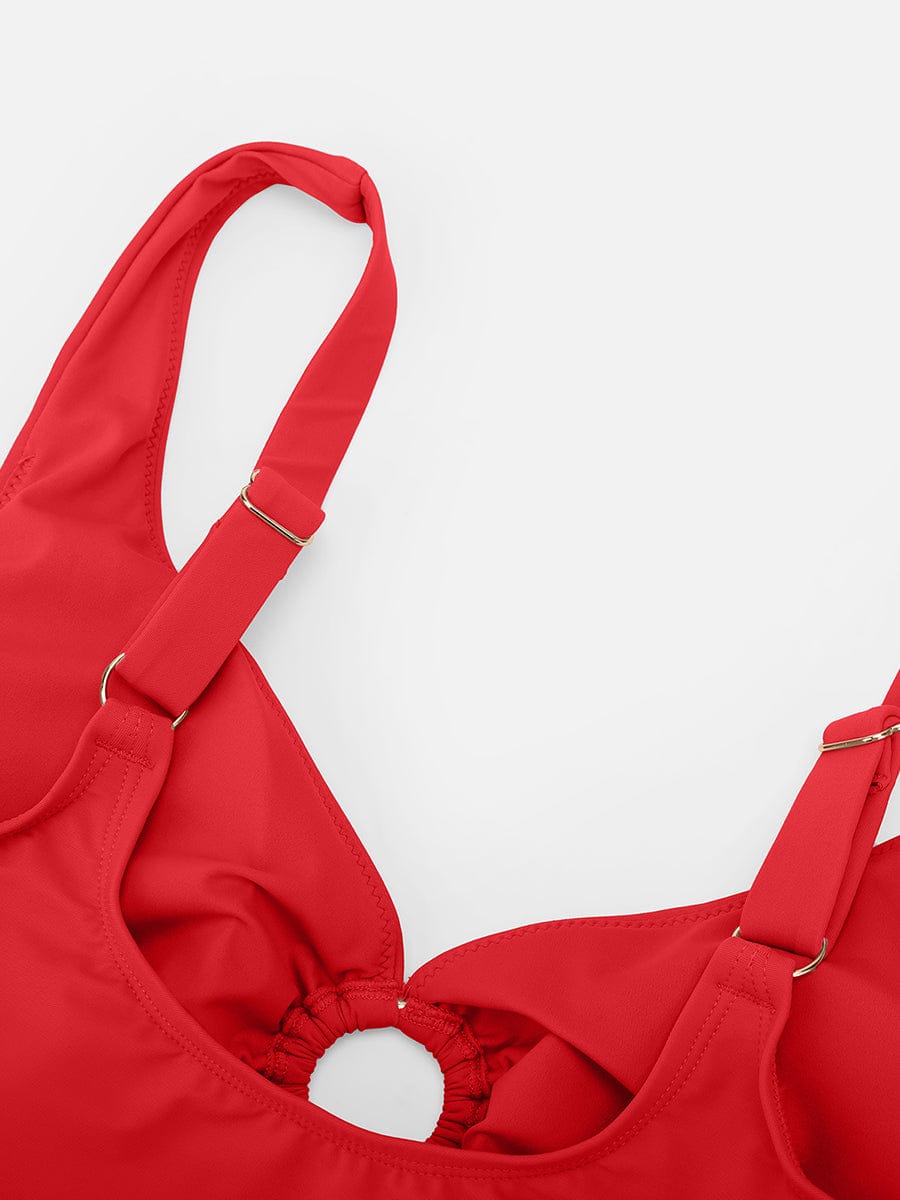 Deep V Drawstring Tummy Swimsuit