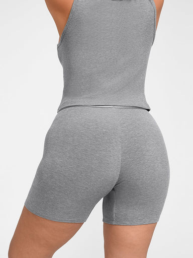 Ribbed Mid-Waist Boxer Shorts