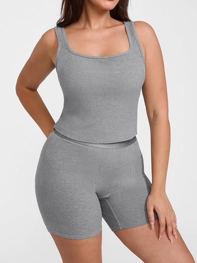 Ribbed Mid-Waist Boxer Shorts