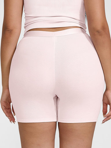 Ribbed Mid-Waist Boxer Shorts