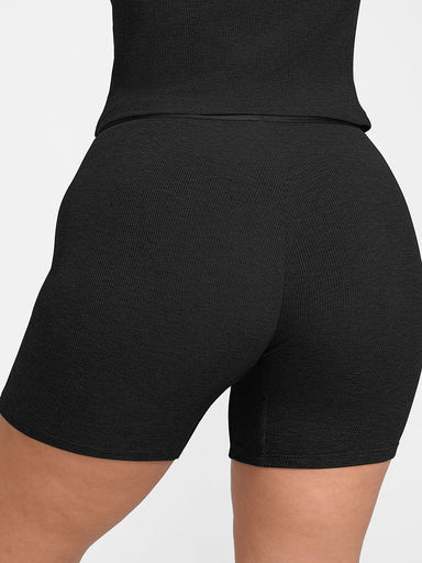Ribbed Mid-Waist Boxer Shorts