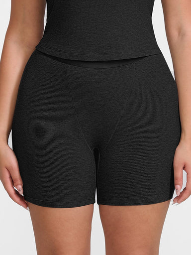 Ribbed Mid-Waist Boxer Shorts