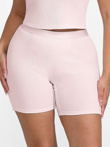 Ribbed Mid-Waist Boxer Shorts