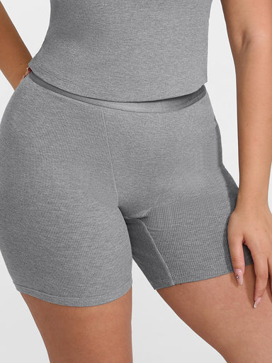 Ribbed Mid-Waist Boxer Shorts