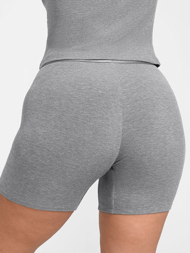 Ribbed Mid-Waist Boxer Shorts