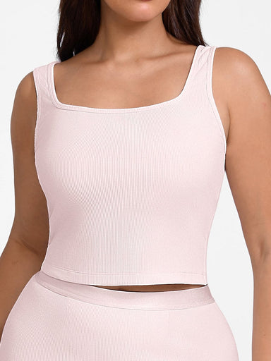 Ribbed Scoop Neck Tank Top