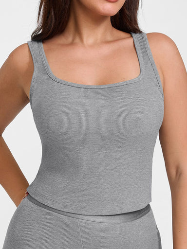 Ribbed Scoop Neck Tank Top