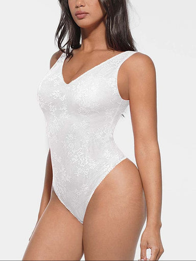 Deep V-Neck Lace Bodysuit